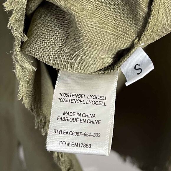 Women's Cloth & Stone Western Fray Shirt Dress Burnt Olive Tencel Lyocell Size S - Picture 4 of 7